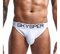 SKYSPER Jockstrap String Hommes Respirant Confortable Triangle Slips Caleçon Design Unique Sexy sous-Vêtements pour Hommes ,SG04-Blanc,XXL