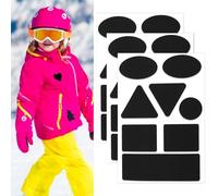 Skystuff Lot de 27 patchs adhésifs en nylon pour réparation de veste, tente, vêtements d'extérieur, réparation de trous dans les vêtements, sacs de couchage, forme ronde et ovale, noir