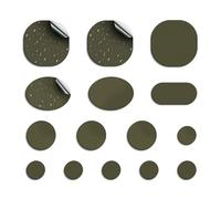 Skystuff Lot de 45 patchs de réparation autocollants ronds et ovales en nylon pour doudoune, veste, tente de camping, kaki