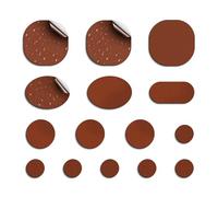 Skystuff Lot de 45 patchs de réparation autocollants ronds et ovales en nylon pour vêtements d’extérieur, doudounes, tentes de camping, marron clair (café claro)