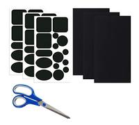 Skystuff Lot de 48 patchs autocollants en nylon avec ciseaux pour réparation de veste, tente, vêtements d'extérieur (noir)
