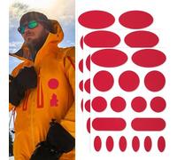 Skystuff Lot de 51 patchs adhésifs en nylon pour réparation de veste, tente, vêtements d'extérieur, réparation de trous dans les vêtements, sacs de couchage, forme ronde et ovale, grand rouge