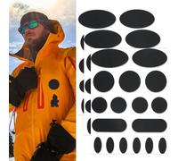 Skystuff Lot de 51 patchs adhésifs en nylon pour réparation de veste, tente, vêtements d'extérieur, réparation de trous dans les vêtements, sacs de couchage, forme ronde et ovale, noir