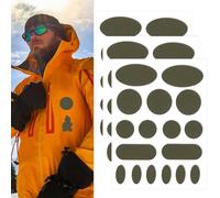 Skystuff Lot de 51 patchs adhésifs en nylon pour réparation de veste, tente, vêtements d'extérieur, réparation de trous dans les vêtements, sacs de couchage, forme ronde et ovale, vert militaire