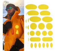 Skystuff Lot de 51 patchs autocollants en nylon pour réparation de veste, tente, vêtements d'extérieur, réparation de trous dans les vêtements, sacs de couchage, forme ronde et ovale, jaune