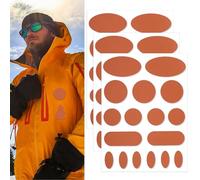 Skystuff Lot de 51 patchs autocollants en nylon pour réparation de veste, tente, vêtements d'extérieur, réparation de trous dans les vêtements, sacs de couchage, forme ronde et ovale, café
