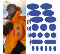 Skystuff Lot de 51 patchs autocollants nylon pour réparation veste, tente, vêtements extérieurs, sacs de couchage, forme ronde ovale, bleu roi