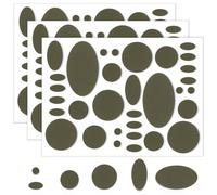 Skystuff Lot de 96 patchs adhésifs en nylon pour réparation de veste, tente, vêtements d'extérieur, réparation de trous dans les vêtements, sacs de couchage, forme ronde et ovale, vert militaire