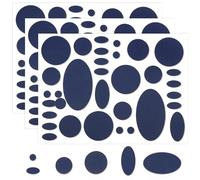 Skystuff Lot de 96 patchs autocollants en nylon pour réparation de veste, tente, vêtements d'extérieur, réparation de trous dans les vêtements, sacs de couchage, forme ronde et ovale, bleu foncé