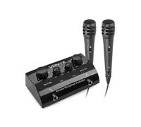 SkyTec AV430B - Table de mixage echo karaoké 2 canaux avec 2 microphones - Noir, avec micros filaires, mélangeur à echo réglable