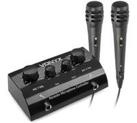 SkyTec AV430B - Table de mixage echo karaoké 2 canaux avec 2 microphones - Noir, avec micros filaires, mélangeur à echo réglable Noir G
