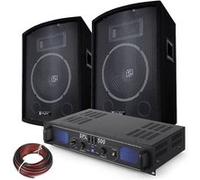 Enceinte Sono DJ Skytec DJ Disco - 2 enceintes 10 pouces, amplificateur professionnel et câble, puissance de 500W
