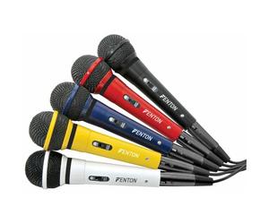 Skytec DM120 Set de 5 Microphones Dynamiques - Microphones Filaires, 5 Cordons de 3 Mètres, Jack 6,35mm Male, Interrupteur Marche/Arrêt, Fréquence du Microphone: 100-10000 Hz
