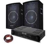 Skytec Pack DJ - 2 Enceintes 8 Pouces avec Poignées Intégrées, Amplificateur Professionnel et Câble Inclus, Puissance 400W, Idéal pour DJ Mobiles