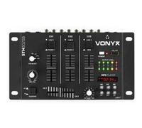 Vonyx STM-3020B Table de mixage 6 canaux - Port USB, 3 canaux mono/stéréo commutables, 2 canaux phono/ligne commutables, 2 entrées micro avec fonction talkover, Sortie casque, Idéal pour DJ mobile