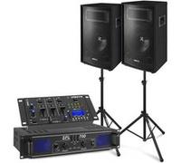 Système audio complet - SkyTec - DJ 700W - Bluetooth - Amplificateur 2x350W - Table de mixage 4 canaux