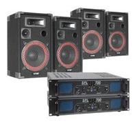 SkyTec XEN 1400W - 2x paire d'enceintes passives 10 avec 2 amplificateurs SPL 700 et câbles