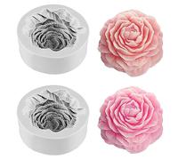 Skytowards 2 PCS Moule à Bougie en Silicone 3D DIY, Forme de Fleur Rose pour Cire de Soja, Cire d'Abeille, Aromathérapie et Savon