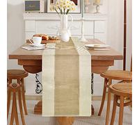 skytowards 30 x 180 cm Chemin de Table en Matériau de Chanvre, Coutures Bicolores, Toile de Jute Ruban de Table Rouleau Jute Mariage Vintage Nappe Rustique pour Mariage Festival Fête Décorations