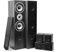 SkyTronic Système Home Cinéma Fenton 5.0 335W Enceintes Tower 3 voies Basses profondes Bois noir