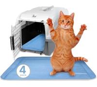Skywin Lot de 4 tapis de transport jetables pour petit chat 49,5 x 31,8 cm (bleu)
