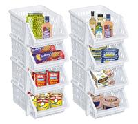 Skywin TidyFriend - Lot de 8 petits bacs de rangement empilables pour rangement de jouets pour chambre d'enfant et organisation de la maison (blanc)