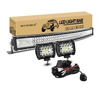 SKYWORLD 107 cm 540W Barre Led Incurvé, 2 Pcs Phare Led et 12V Câblage Kit