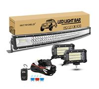 SKYWORLD 107cm 540W Incurvé Barre LED 4x4 Barre Lumineuse LED Lampe de Travail avec 12V câblage kit, 2 x 13cm 135W Phare LED Feux de Travail Offroad Voiture 4x4 Camion Tracteur Véhicules