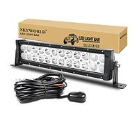 SKYWORLD 12 Pouces 30cm 72W Slim Barre de LED 4x4 avec 12V Faisceau de câblage kit, Droit Barre d'éclairage Lumineuse LED pour Offroad Camion Tracteur Voiture Véhicules SUV ATV UTV