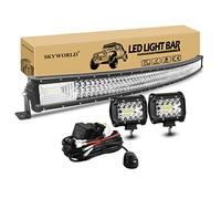 SKYWORLD 130 cm 675W Barre Led Incurvé, 2 Pcs Phare Led et 12V Câblage Kit