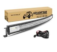 SKYWORLD 134 cm 675W Barre lumineuse LED Lampe de travail Incurvé Combo Faisceau de Spot D'inondation DC 12V-24V 6000K avec faisceau de câbles Atvs Utvs 4x4 Camion Tracteur Offroad Véhicules