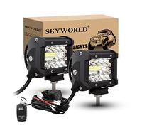 SKYWORLD 2 Pcs Phare de Travail Led avec 12V Câblage Kit, 4 Pouces 10cm 60W