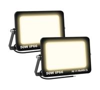 SKYWORLD 2 Pcs Projecteur LED Extérieur 50W 5000LM 3000K Blanc Chaud Spot LED Eclairage IP66 Étanche Projecteur Extérieur Eclairage de Sécurité Floodlight pour Jardin, Patio, Garage, Entrée