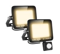 SKYWORLD 2 Pcs Projecteur led extérieur avec detecteur de mouvement, 10W 1000LM 3000K Blanc Chaud Spot led extérieur, IP66 Étanche eclairage de sécurité floodlight pour Terrasse Garage Jardin