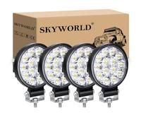 SKYWORLD 2 Pcs Rond Phare de Travail Led, 3.2 pouces 42W Mini | 12V 24V Phares Led Longue Portee, Spot Feux de travail pour 4x4 Voiture Camion Tracteur SUV Bateau, 6000K Feu antibrouillard