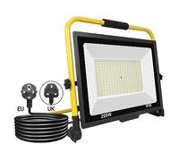 SKYWORLD 200W Projecteur de Chantier LED, 20000LM Lampe Chantier avec Prise | Pliable Portable Projecteur Led, Phare de Travail Led pour Travaux Atelier Garage Terrasse Jardin, Etanche IP66 6000K Blanc