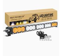 SKYWORLD 28 pouces 71cm 150W Barre de led 4x4 Rampe 12V 24V, Bicolore Ambre blanc Barre d'éclairage LED, Longue portee Barre Lumineuse LED pour Offroad Camion SUV ATV Véhicules, feu antibrouillard