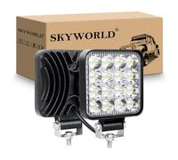 SKYWORLD 2Pcs Phare de Travail Led, 3.3 pouces 48W mini Projecteur Led 12V 24V Spot feux de travail pour 4x4 Offroad Voiture Vehicule Camion Tracteur SUV, 6000K feu antibrouillard
