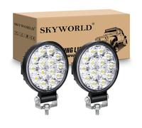 SKYWORLD 2Pcs Rond Phare de travail led, 3.2 pouces 42W mini Projecteur led 12V 24V Spot feux de travail pour 4x4 Offroad Voiture Vehicule Camion Tracteur SUV, 6000K feu antibrouillard