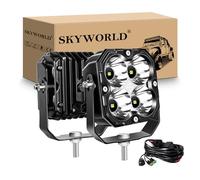 SKYWORLD 2x Carré Phare de travail led avec 12V DT faisceau kit, 4.3 pouces 30W 2500LM Spotlights feux de travail pour offroad Véhicules Voiture camions ATV UTE 4x4 tracteur, 6000K feu antibrouillard