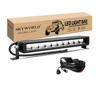 SKYWORLD 30 cm 30W Led Light Barre avec 12V Faisceau de câblage kit, Slim Barre Lumineuse LED 12V 24V Spot Feux Antibrouillard Phare de Travail pour 4x4 Offroad Véhicules Voiture Camion SUV ATV