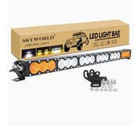 SKYWORLD 33 Pouces 83cm 180W Barre de LED 4x4 Rampe 12V 24V, Bicolore Ambre Blanc Barre d'éclairage LED, Longue portee Barre Lumineuse LED pour Offroad Camion SUV ATV Véhicules, feu antibrouillard