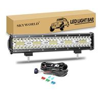 SKYWORLD 37.6cm 300W Barre lumineuse LED de travail Combo Faisceau de Spot D'inondation Lampe Barre Phare LED 4x4 Feux de Travail avec 12V Rocker Câblage pour Offroad Véhicules Atvs Utvs