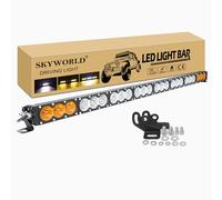 SKYWORLD 44 pouces 110cm 240W Barre de led 4x4 Rampe 12V 24V, Bicolore Ambre blanc Barre d'éclairage LED, Longue portee Barre Lumineuse LED pour Offroad Camion SUV ATV Véhicules, feu antibrouillard
