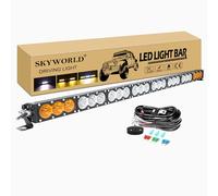 SKYWORLD 44 Pouces 110cm 240W LED Light Barre avec 12V Faisceau de câblage kit, Bicolore Ambre Blanc Barre d'éclairage LED, Étanche Barre Lumineuse LED pour 4x4 Offroad Camion SUV ATV UTV Véhicule