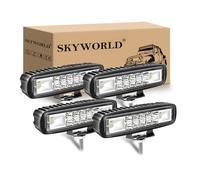 SKYWORLD 4Pcs Phare de travail led, 15 cm 6 pouces 24W Projecteur led 12V 24V Barre feux de travail pour 4x4 Offroad Voiture Vehicule Camion Tracteur SUV, 6000K feu antibrouillard