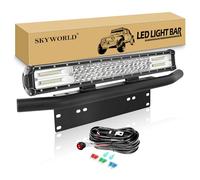 SKYWORLD 50 cm 288W Barre Led avec 12V faisceau de câblage et 58 cm support plaque immatriculation, Rampe led bar 4x4 Longue Portée Barre Lumineuse pour Voiture Camion Hors Route