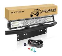 SKYWORLD 50 cm 288W Led Light Barre Rampe Bar avec faisceau de câblage et support de plaque d'immatriculation support Pare-chocs Avant Bar pour 4x4 Voiture Camion SUV Hors Route