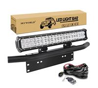 SKYWORLD 50CM 126W Barre Led avec Plaque Immatriculation, 12V Câblage Kit | 2 rangée Rampe Led 4x4, Support de Plaque d'immatriculation, Stroboscopique Câblage pour Offroad Véhicules Voiture Camion SUV