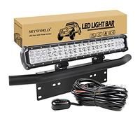 SKYWORLD 50CM 126W Barre Led avec Plaque Immatriculation et 12V Câblage Kit | Barres Lumineuse Led, Support de Plaque D'immatriculation, Faisceau de Câblage Kit pour Offroad Voiture Véhicules SUV Camion